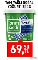 TARIM KREDİ TAM YAĞLI YOĞURT 1500 G fiyat ve kampanya bilgisi